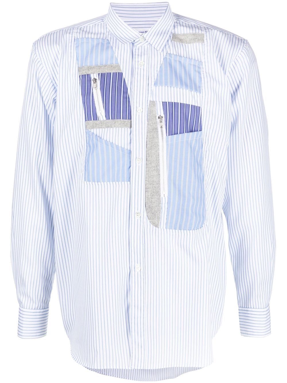 Patchwork-Panel Button-Up Shirt