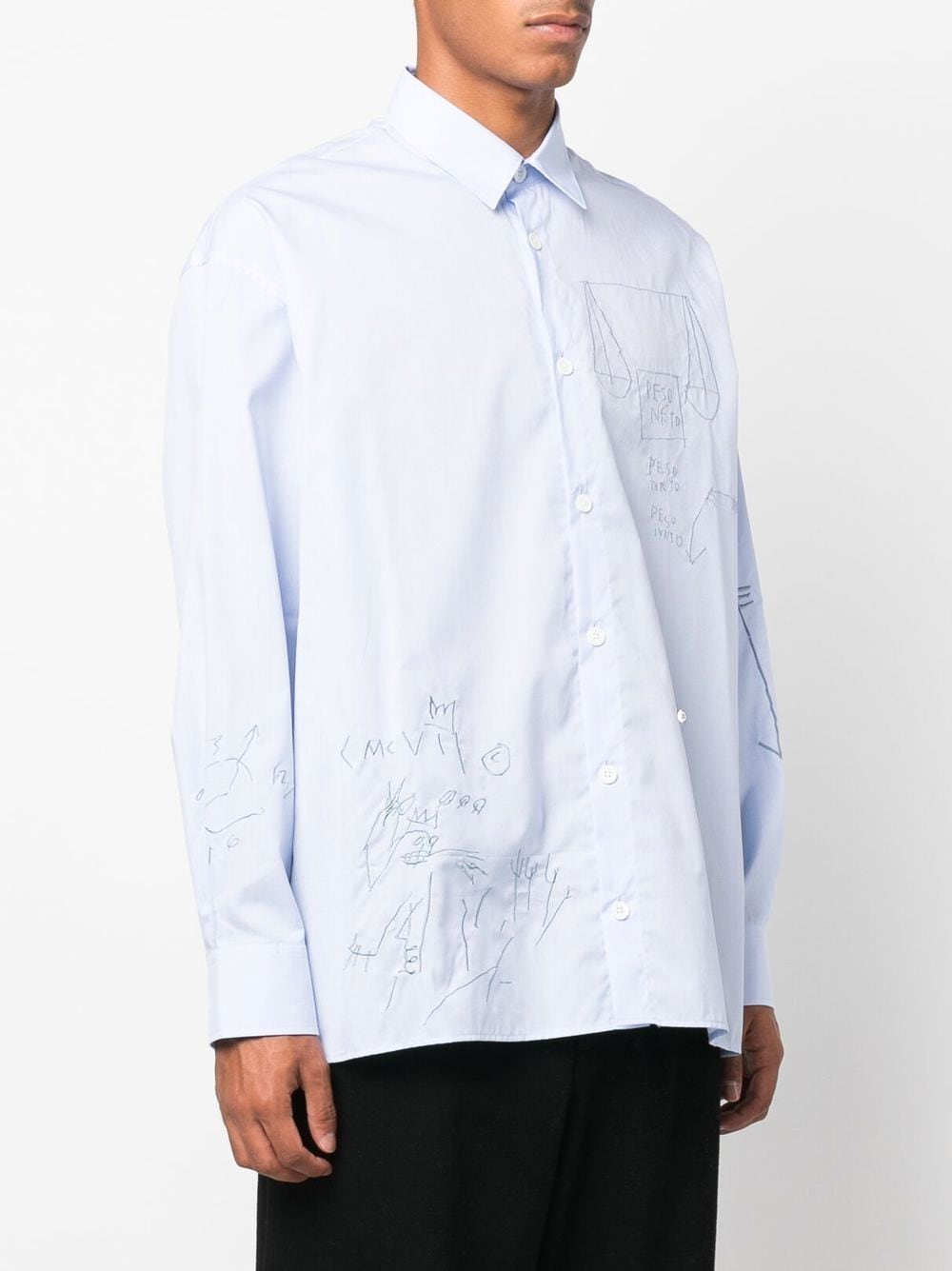 Doodle-Print Button-Up Shirt