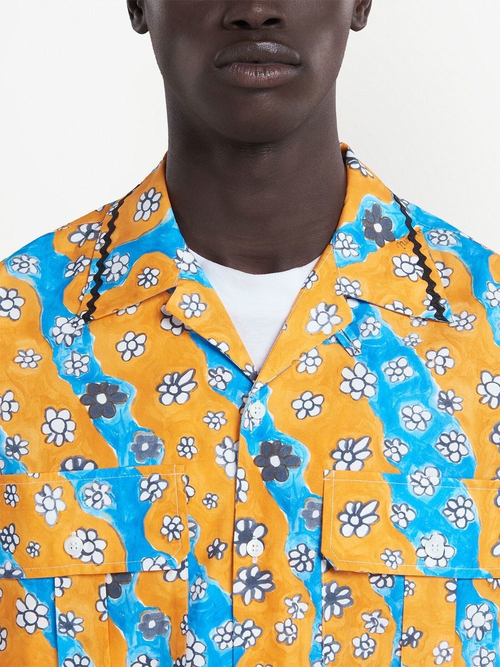 Daisy-Print Patch-Pocket Shirt