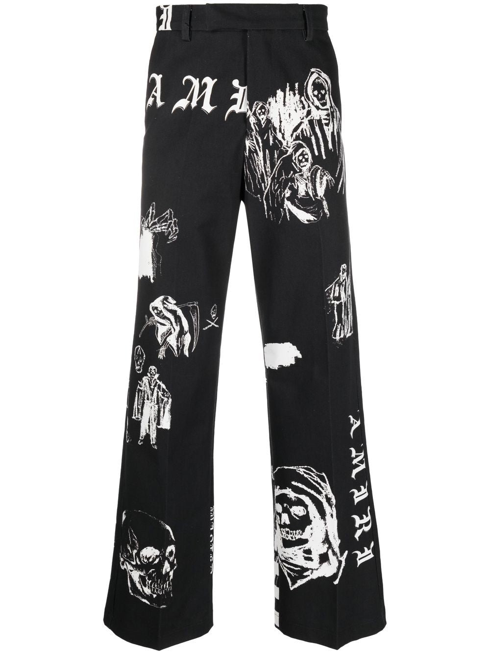 Graphic-Print Straight-Leg Trousers