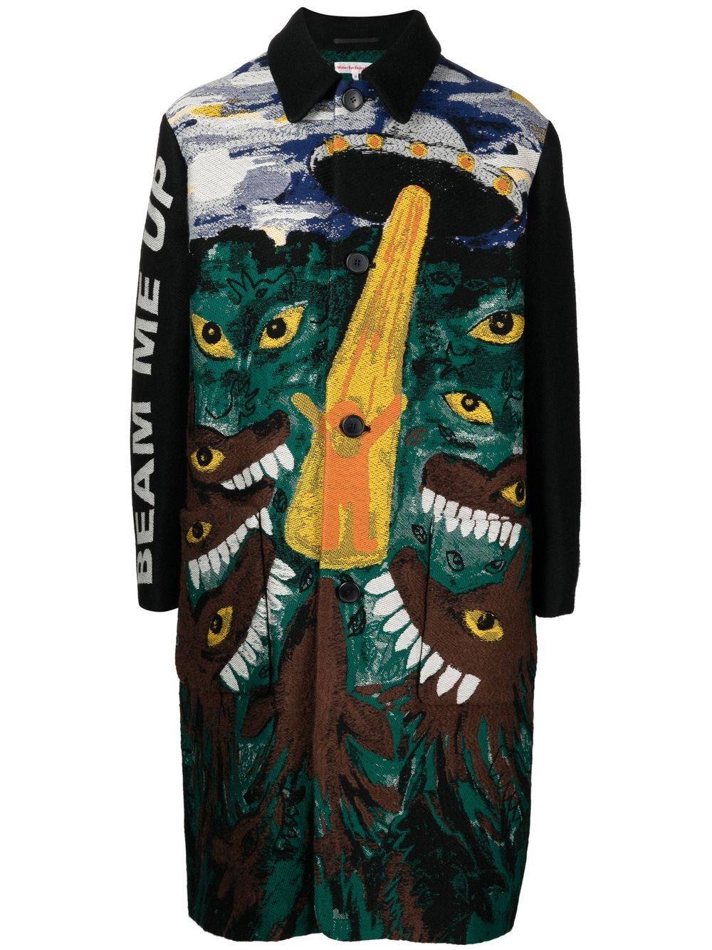 Graphic-Print Single Breasted Coat