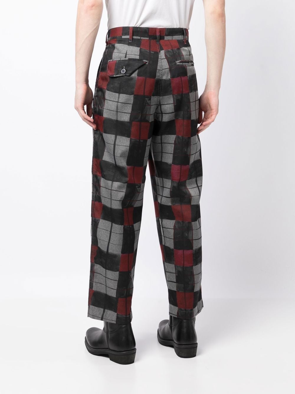 Check-Print Cropped Trousers