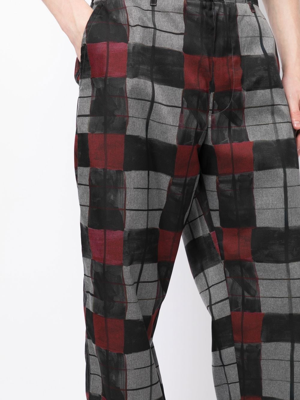 Check-Print Cropped Trousers