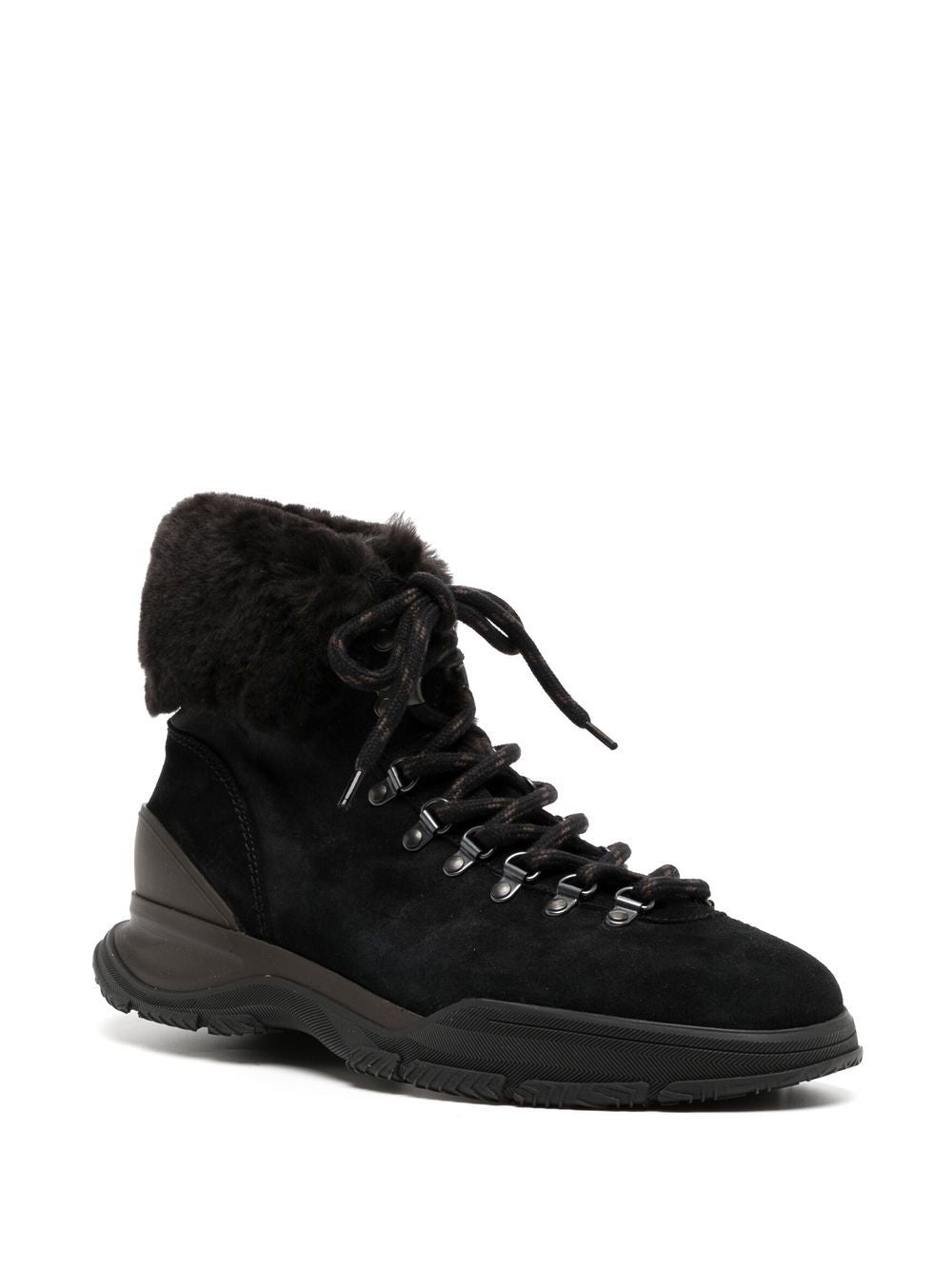 Fur-Trim Lace Up Boots