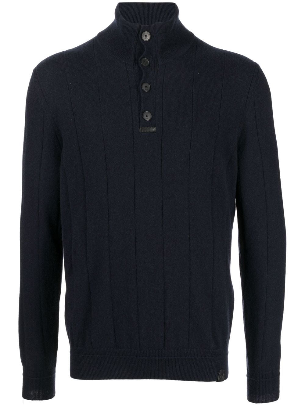 Roll Neck Button-Front Cashmere Jumper