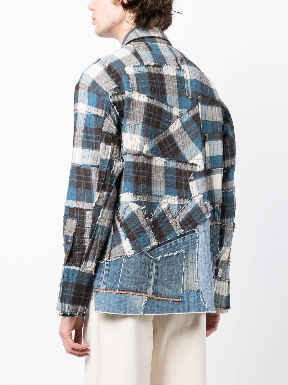 Denim-Panel Patchwork Shirt