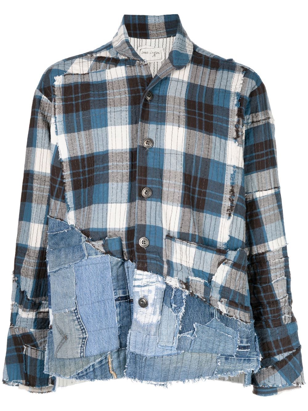 Denim-Panel Patchwork Shirt