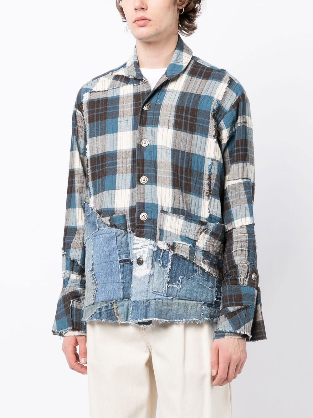 Denim-Panel Patchwork Shirt