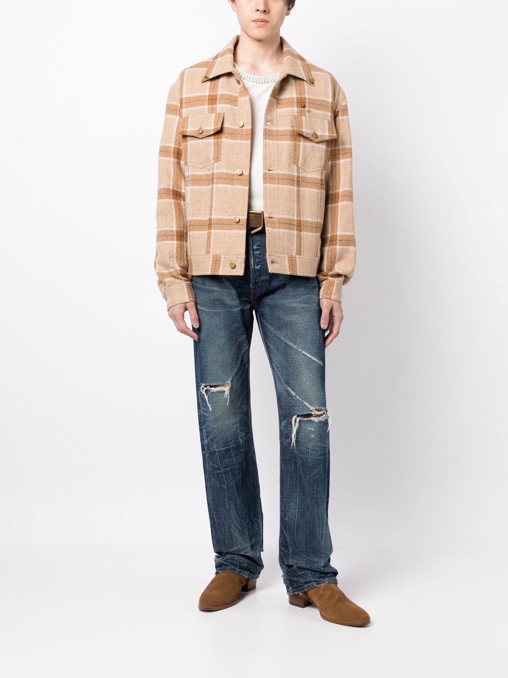 Plaid-Check Print Shirt Jacket