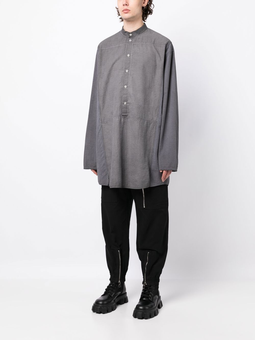 Band-Collar Cotton Shirt