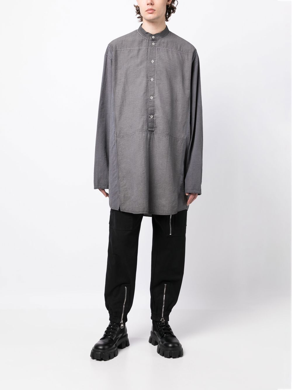 Band-Collar Cotton Shirt