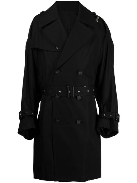 Decorative-Zip Belted Trench Coat