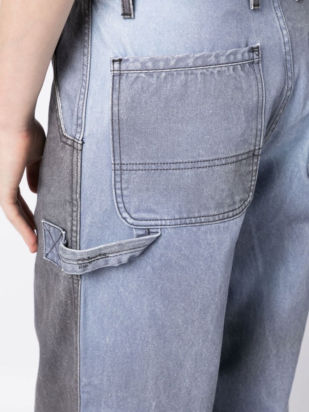 Two-Tone Straight Denim Trousers