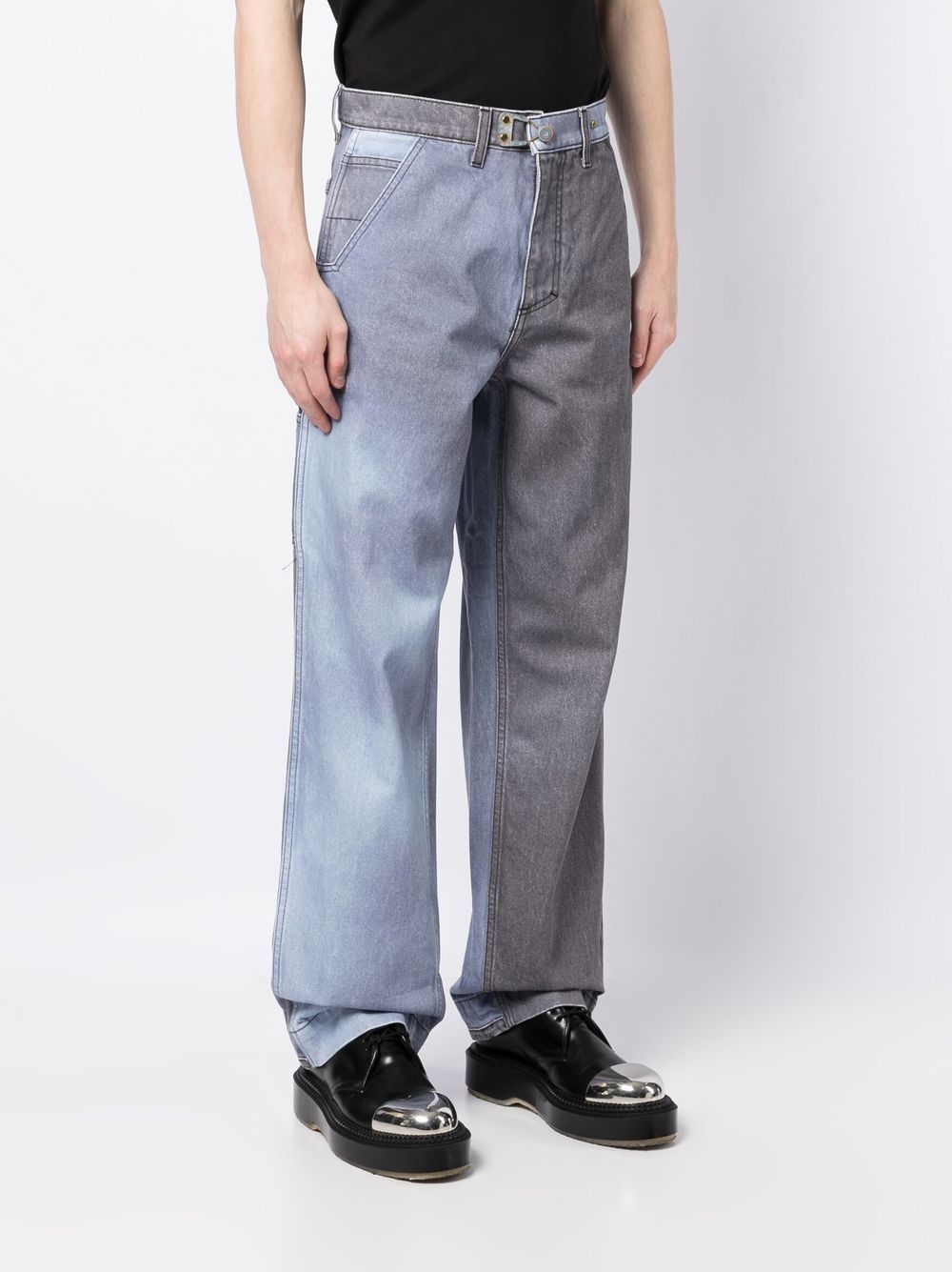 Two-Tone Straight Denim Trousers