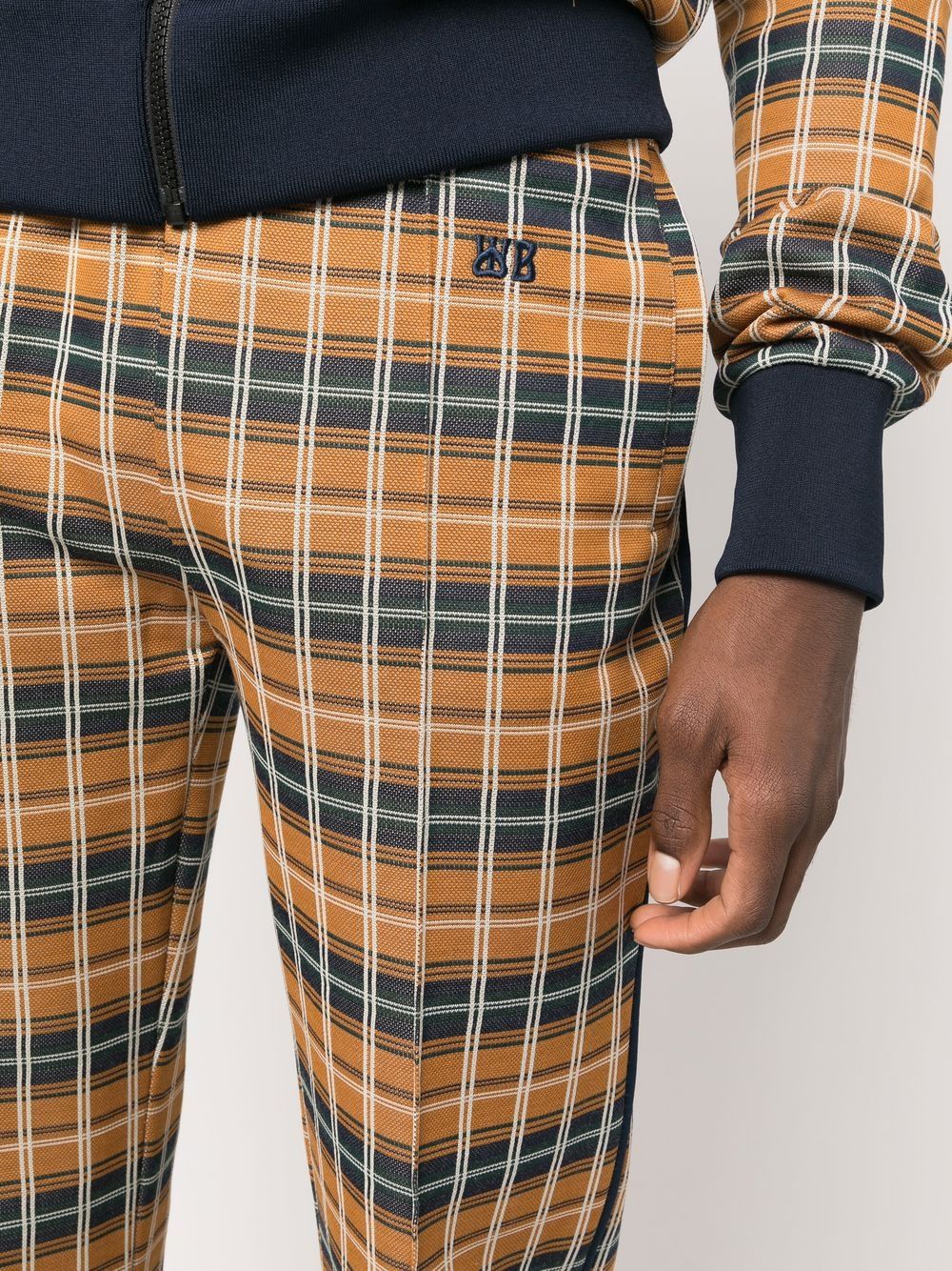 Check-Pattern Straight-Leg Trousers