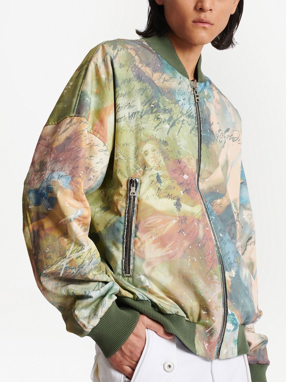 Painting-Print Reversible Bomber Jacket