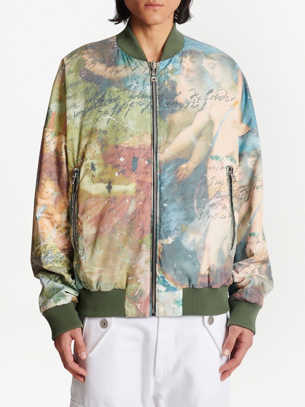 Painting-Print Reversible Bomber Jacket