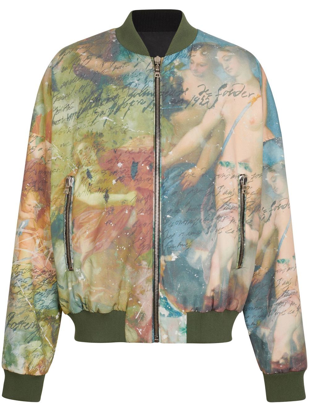 Painting-Print Reversible Bomber Jacket