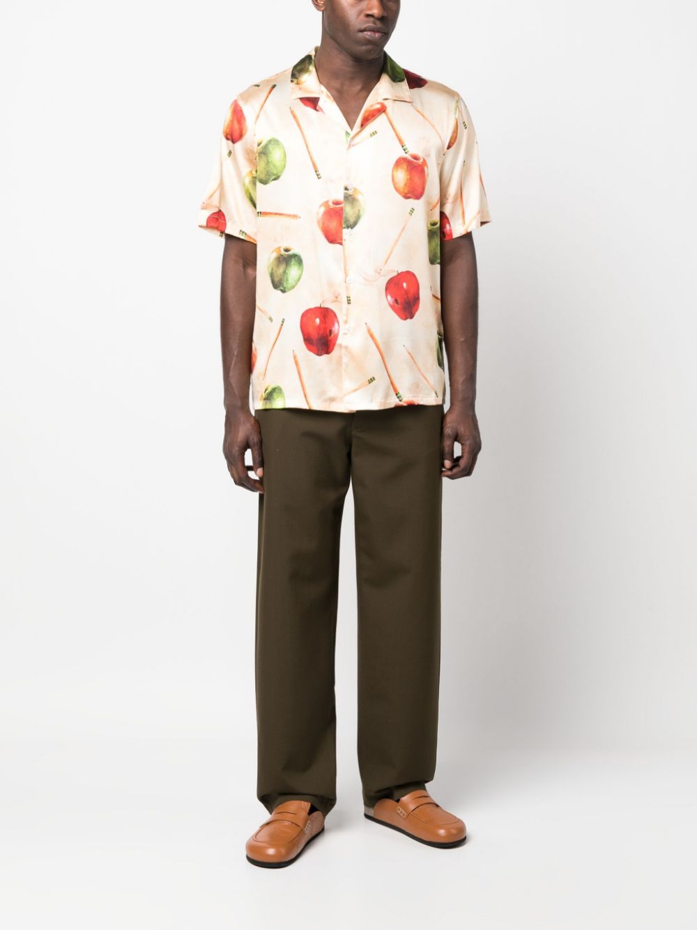 Apple-Motif Silk Shirt