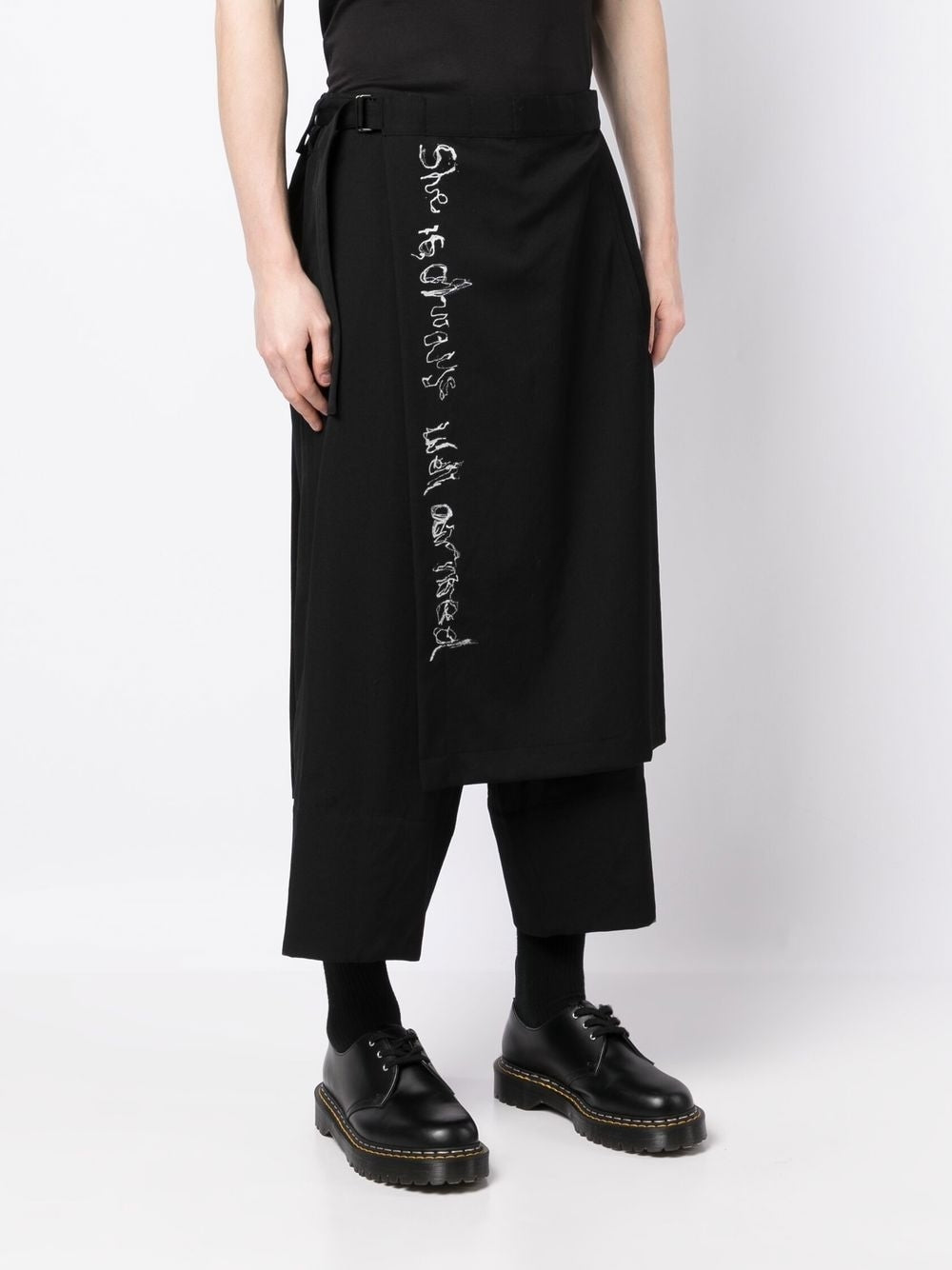 Wrap-Design Wool Cropped Trousers