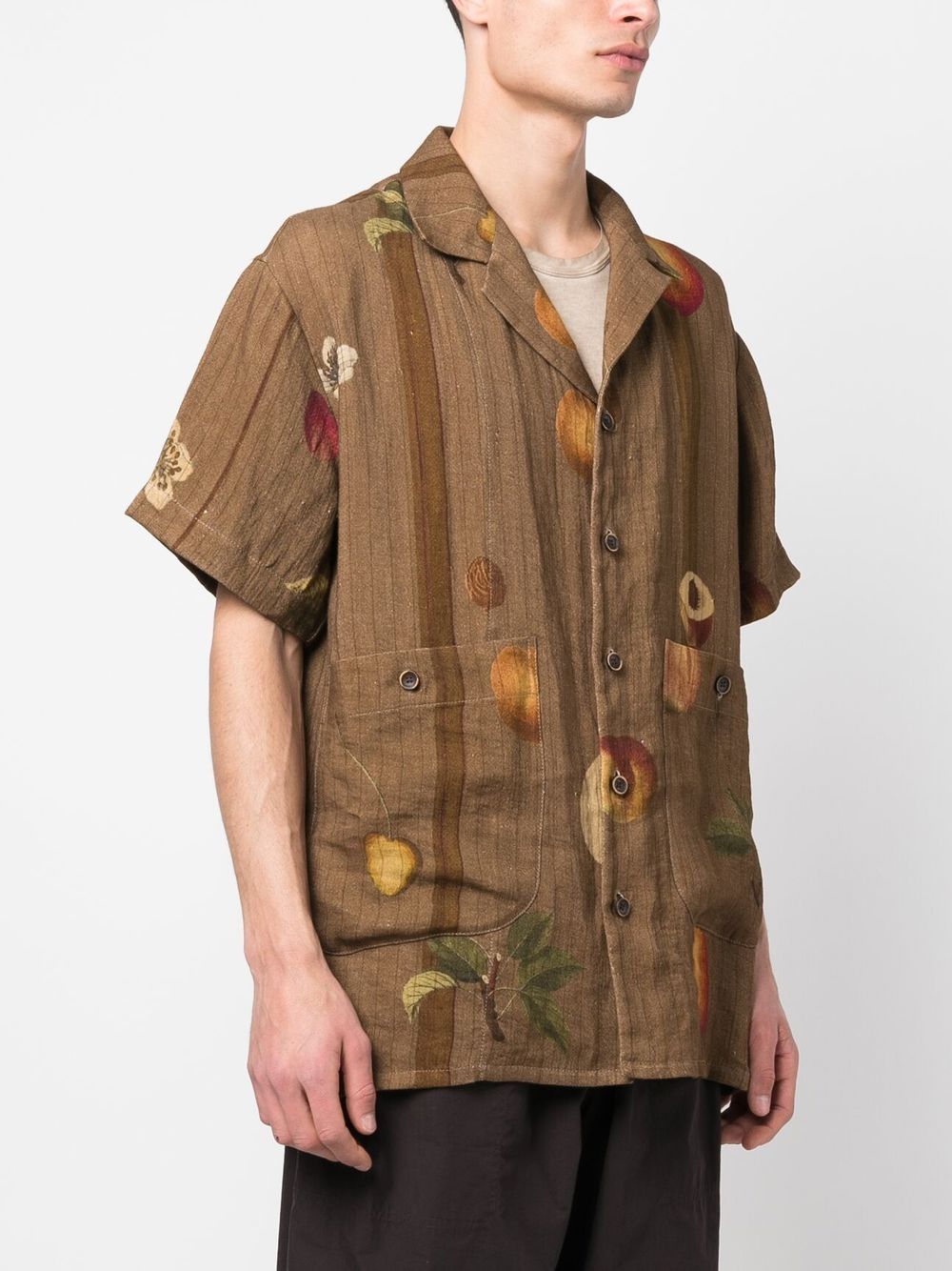 Nature-Print Short-Sleeve Shirt