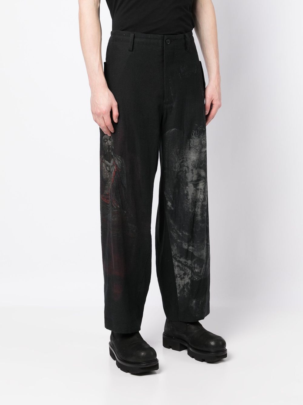 Graphic-Print Wide-Leg Trousers