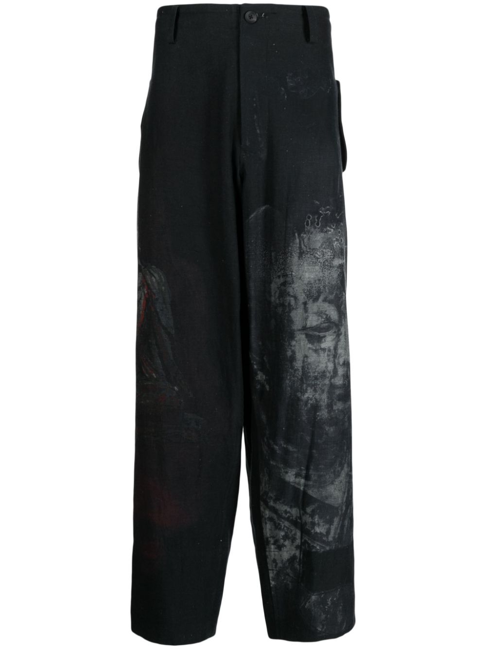 Graphic-Print Wide-Leg Trousers