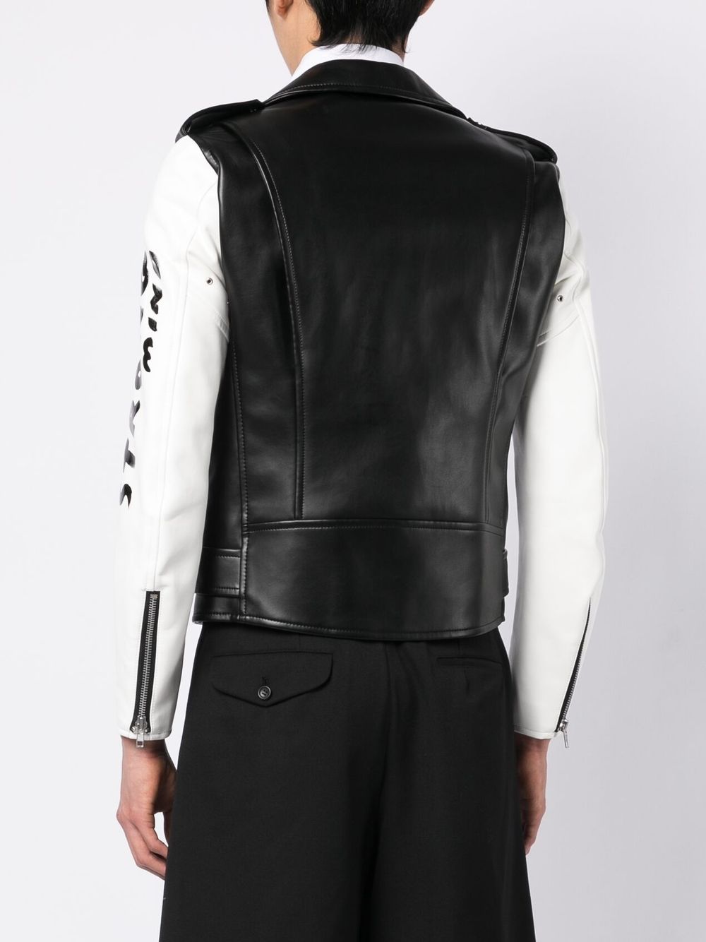 Contrasting-Sleeves Biker Jacket