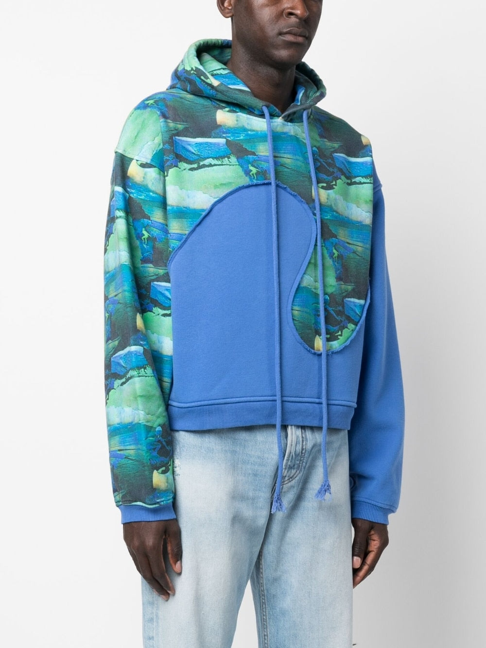 Abstract-Print Long-Sleeved Hoodie