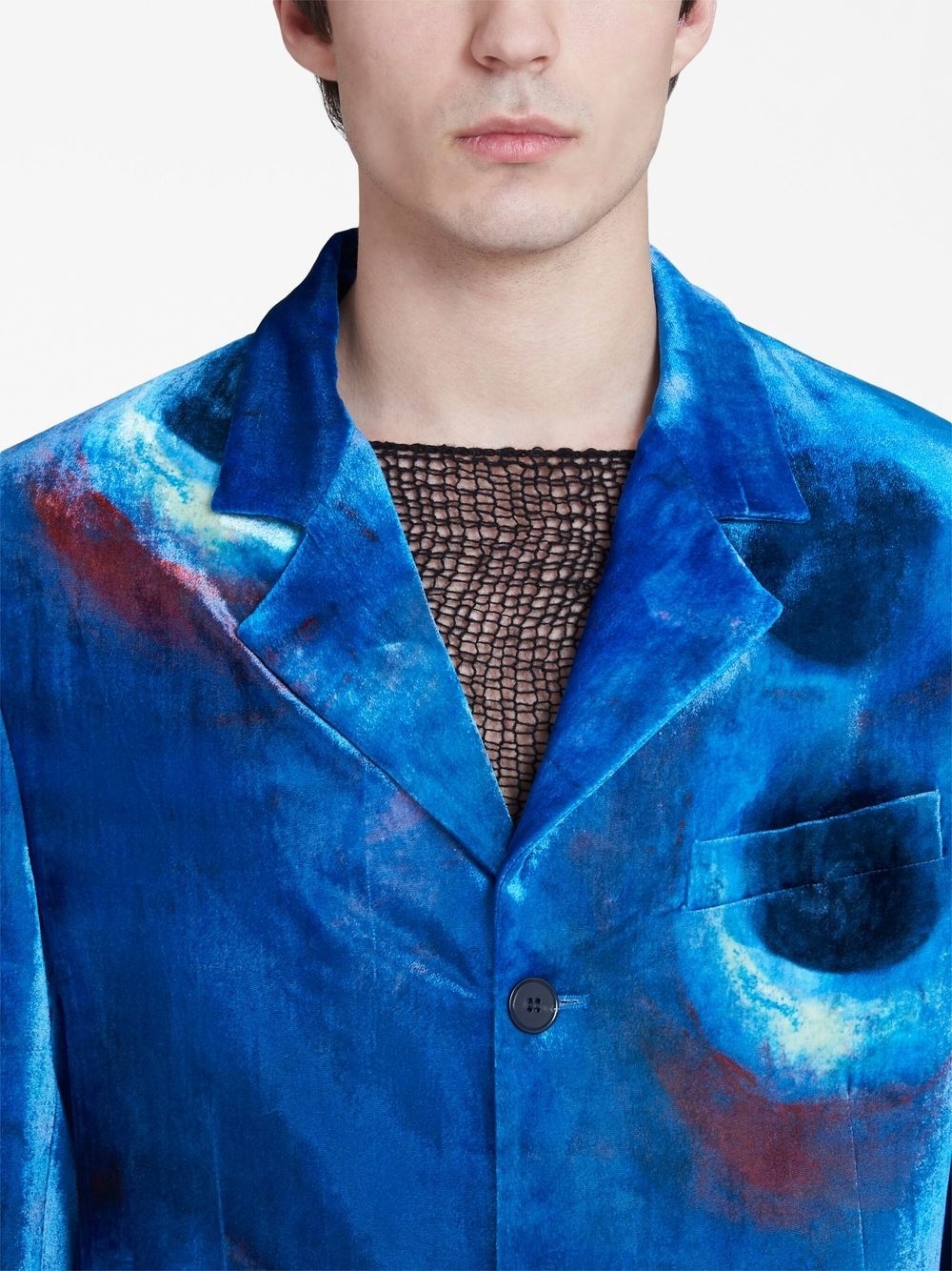 Painterly-Print Single-Breasted Blazer