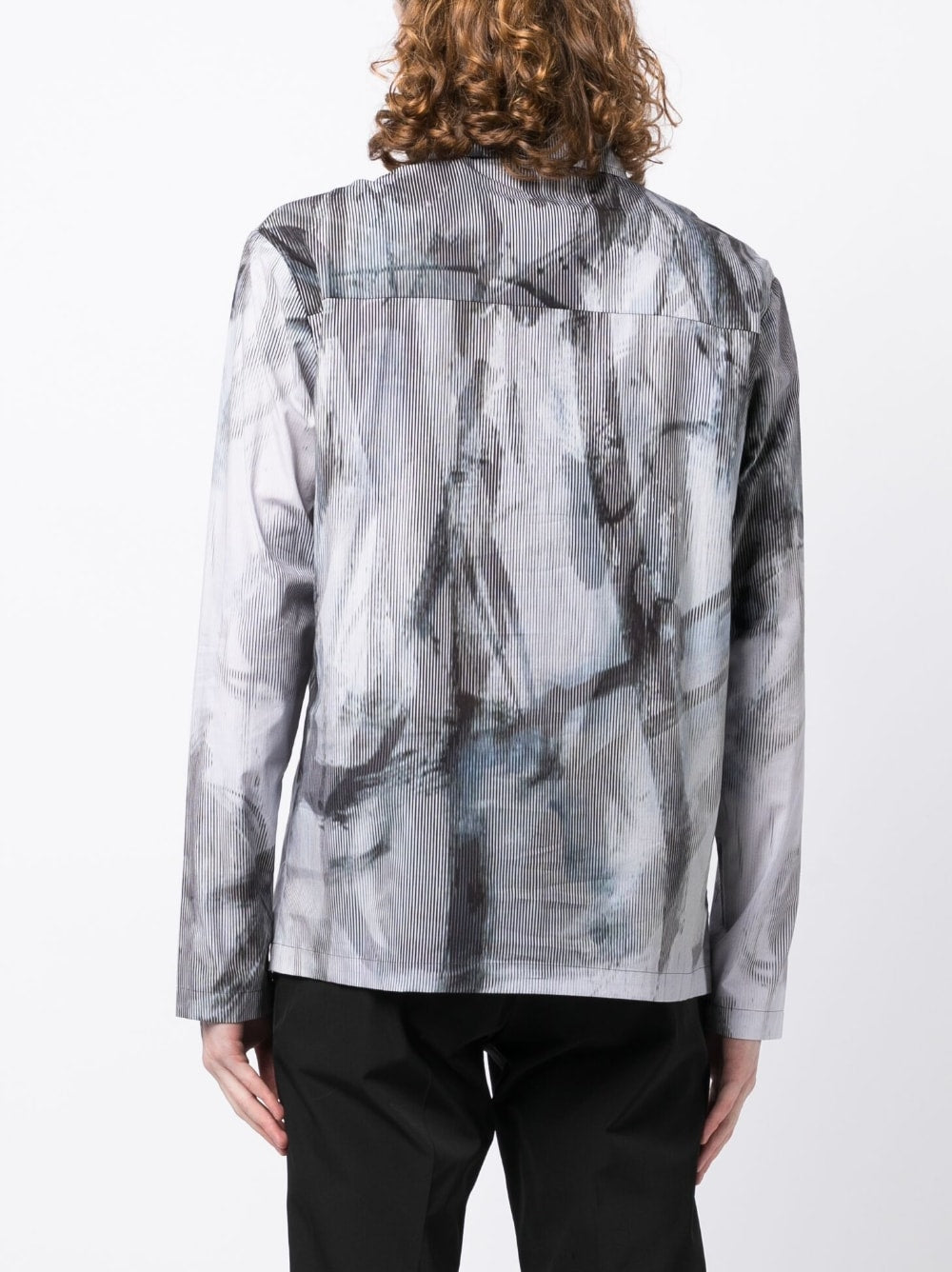 Pinstripe-Pattern Abstract-Print Shirt