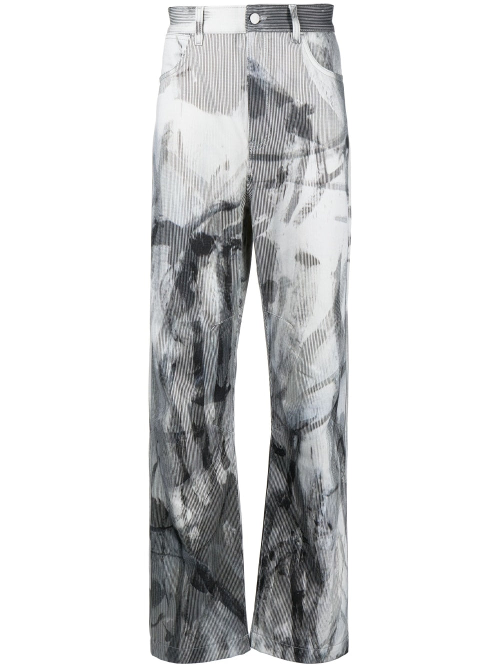 Abstract-Print Straight-Leg Trousers