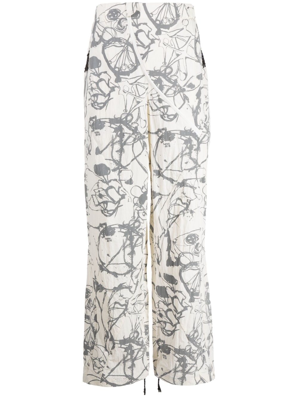 Abstract-Print Straight-Leg Trousers