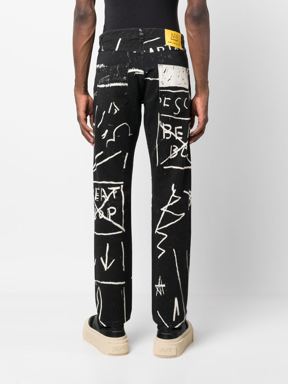 Doodle-Print Straight-Leg Trousers