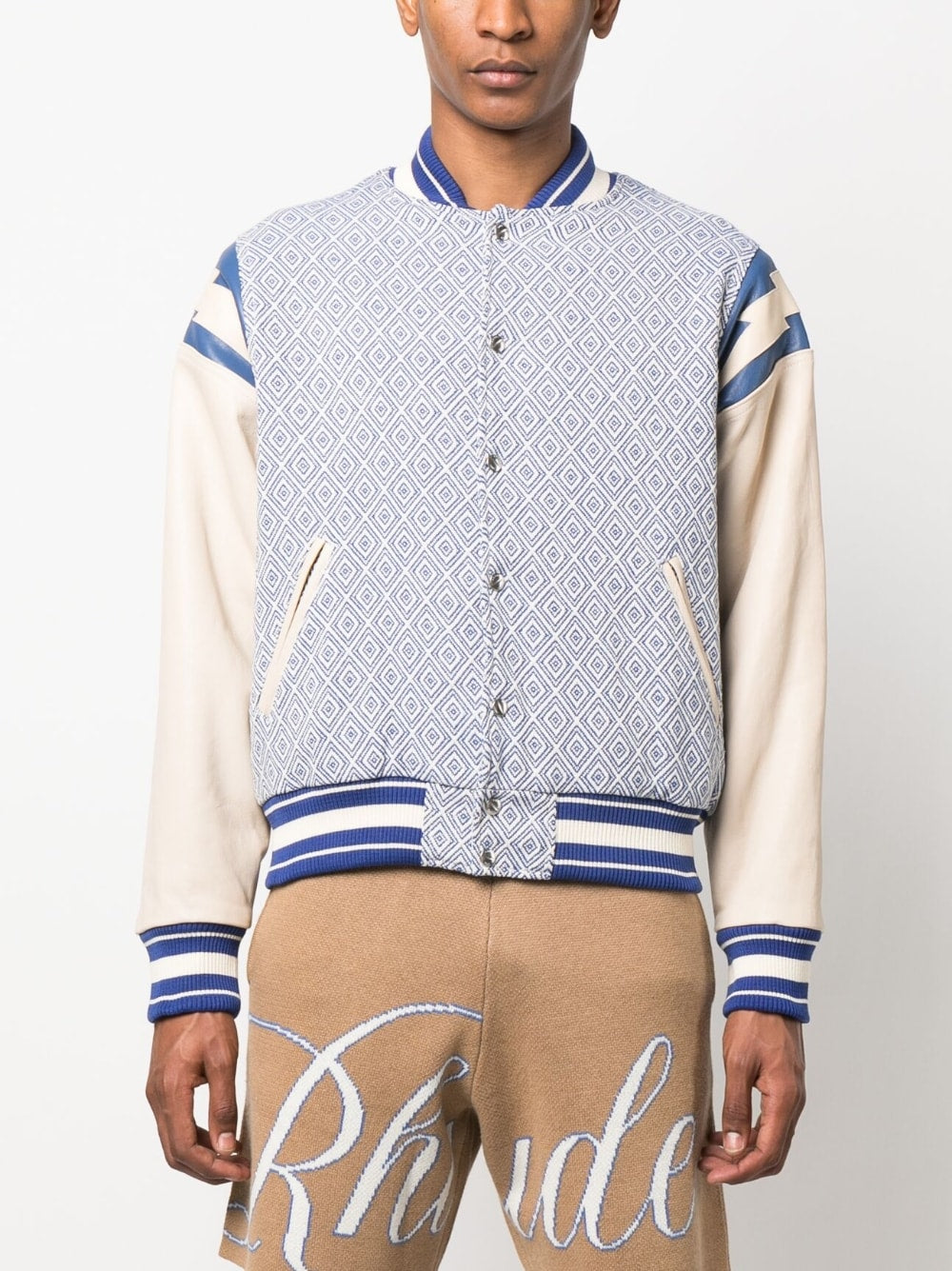 Diamond-Jacquard Baseball Jacket