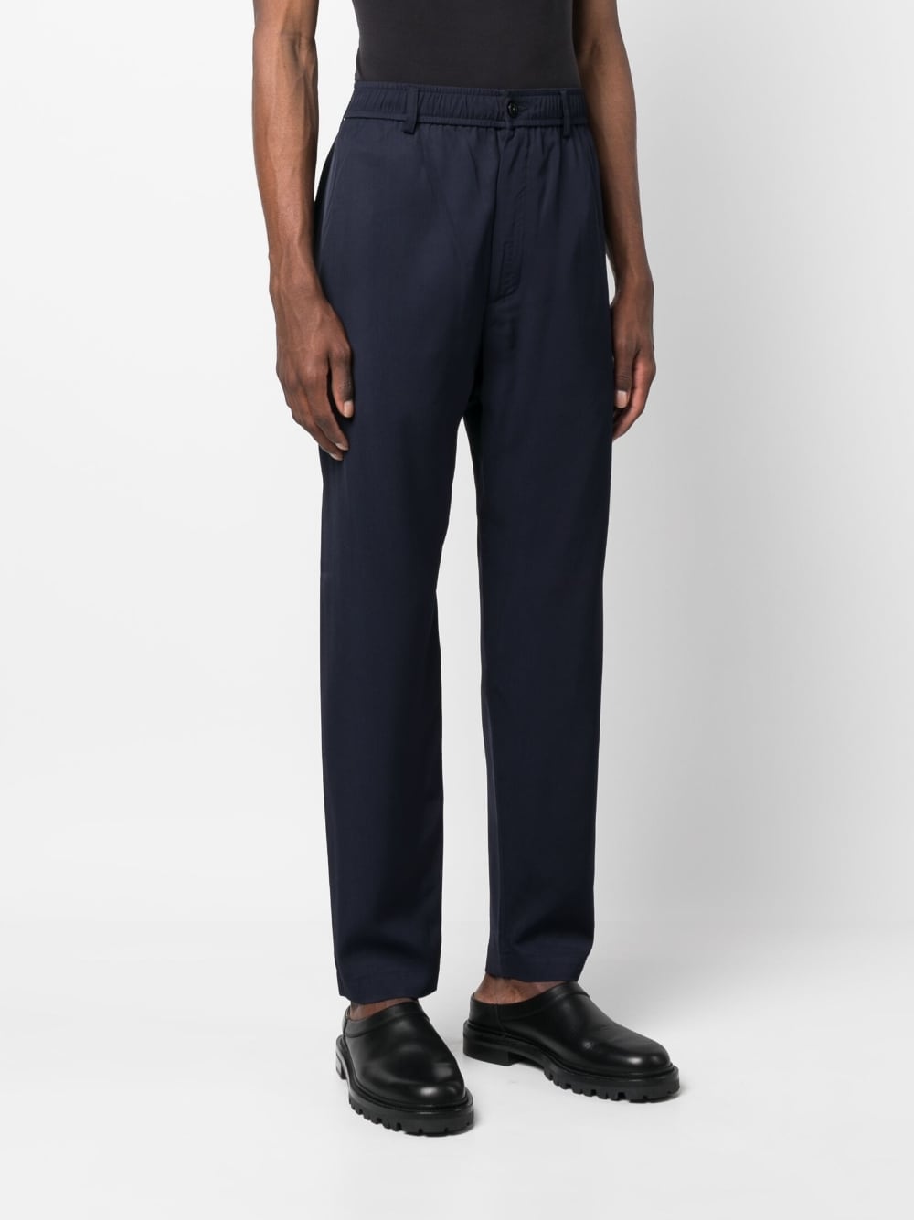 Elasticated-Waistband Tapered Trousers