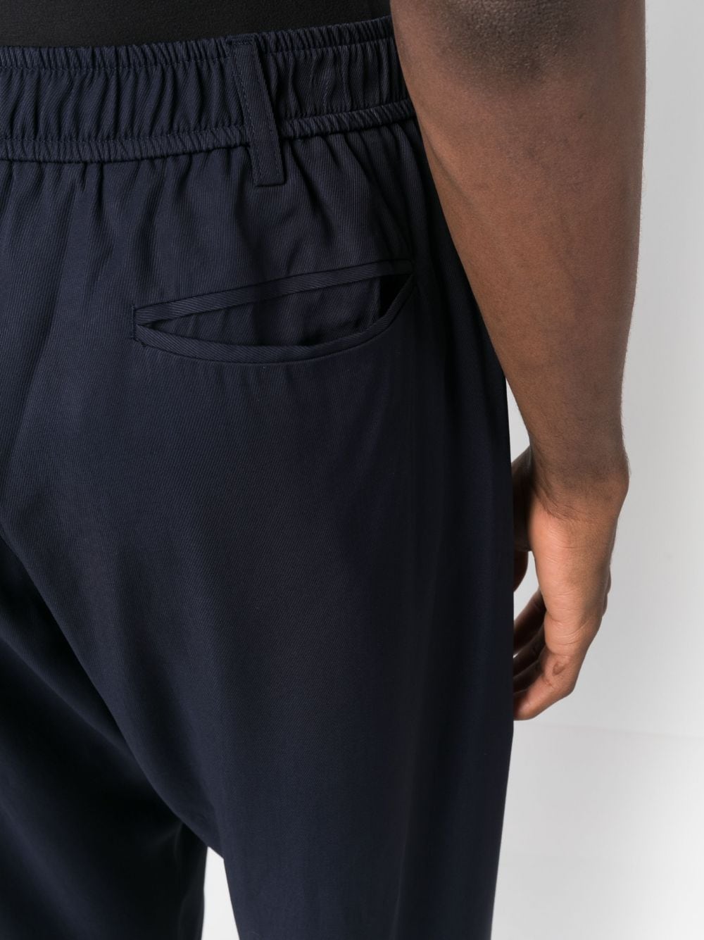 Elasticated-Waistband Tapered Trousers