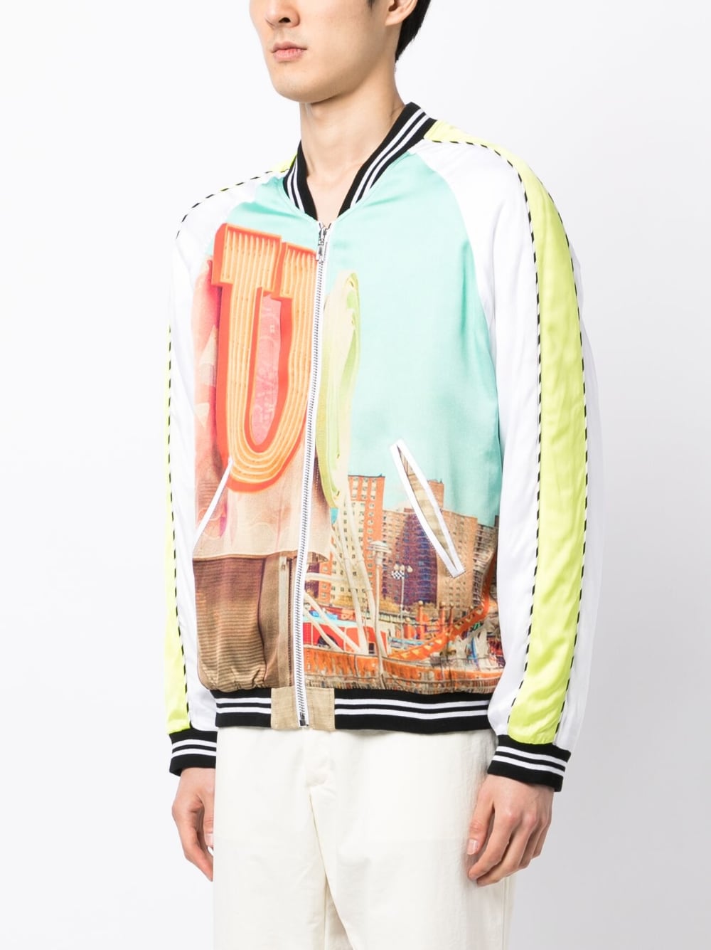 Graphic-Print Bomber Jacket