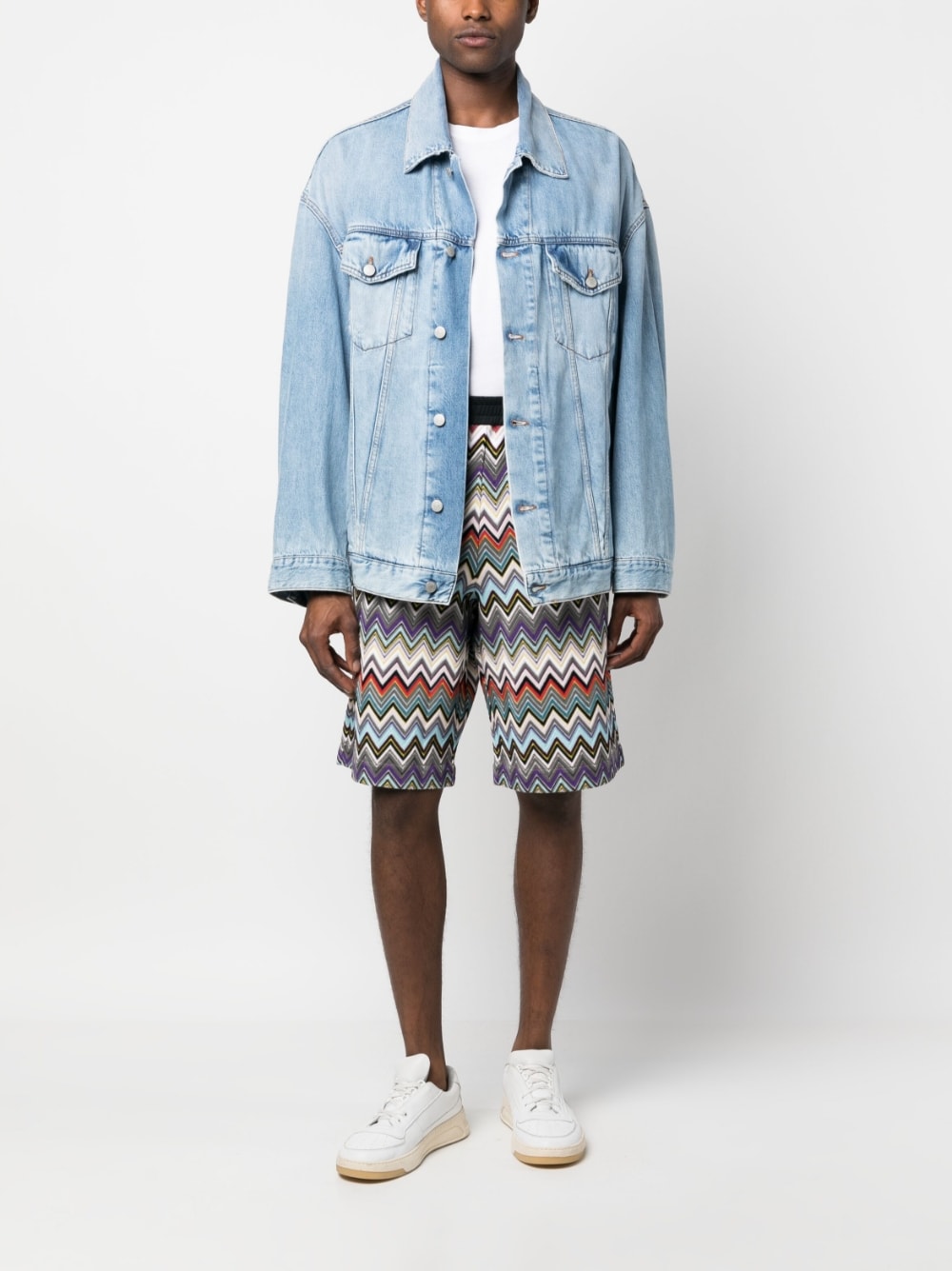 Zigzag-Woven Bermuda Shorts