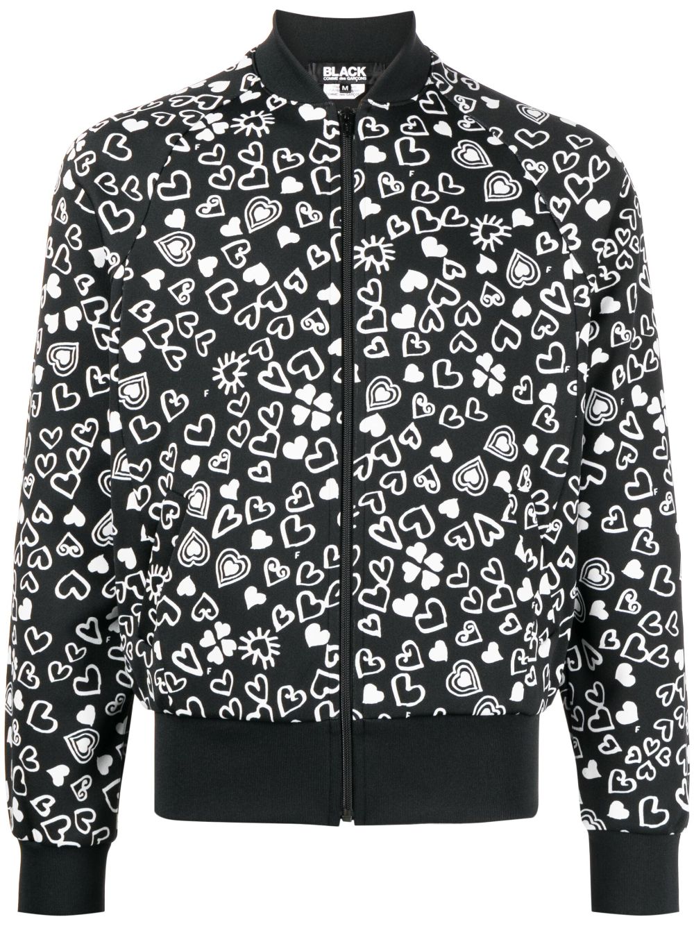 Heart-Print Zipped Bomber Jacket