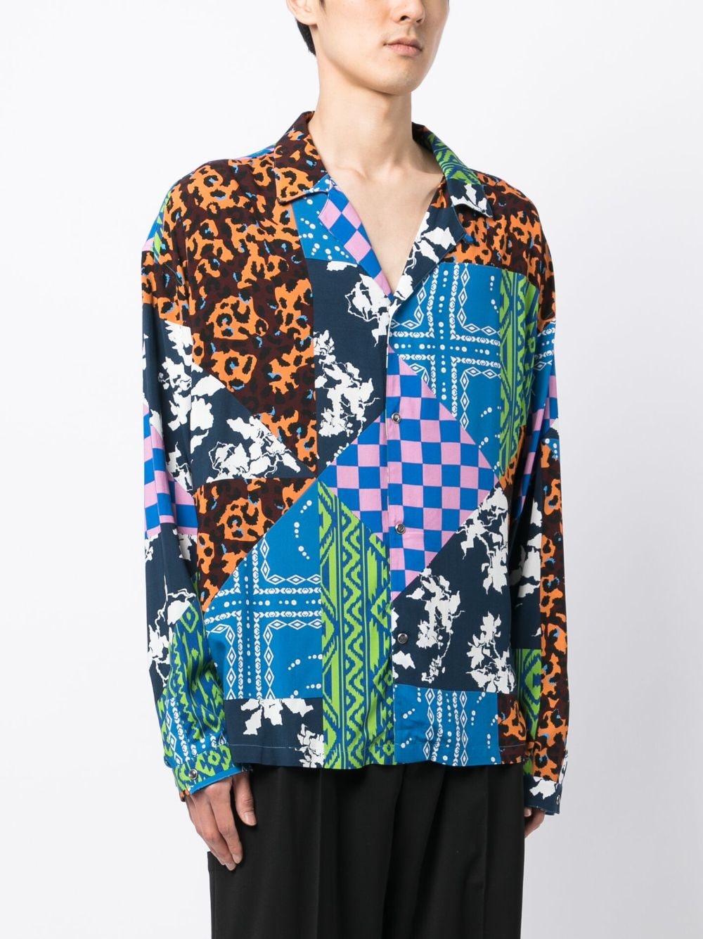 Mix-Print Camp Collar Shirt