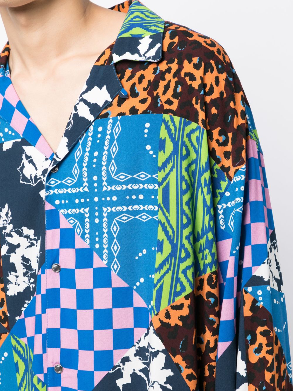 Mix-Print Camp Collar Shirt