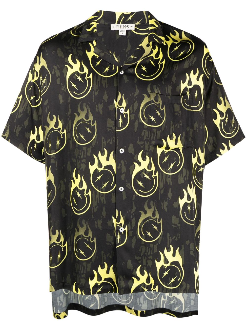 Oversized Smiley-Print Bowling Shirt