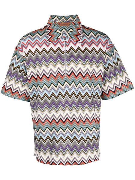 Zigzag Print Polo Shirt