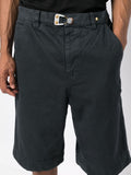 Buckle-Detail Cotton Denim Shorts