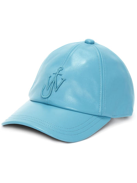 Anchor Logo-Embroidered Leather Cap