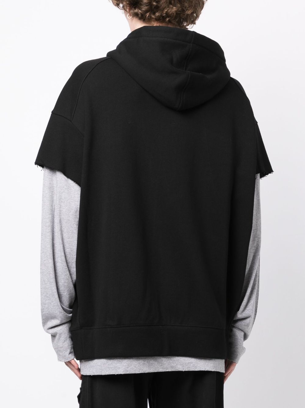 Logo-Print Layered Cotton Hoodie