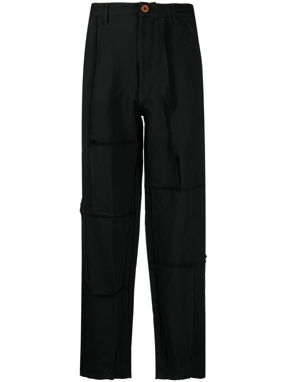 Exposed-Seam Straight-Leg Trousers