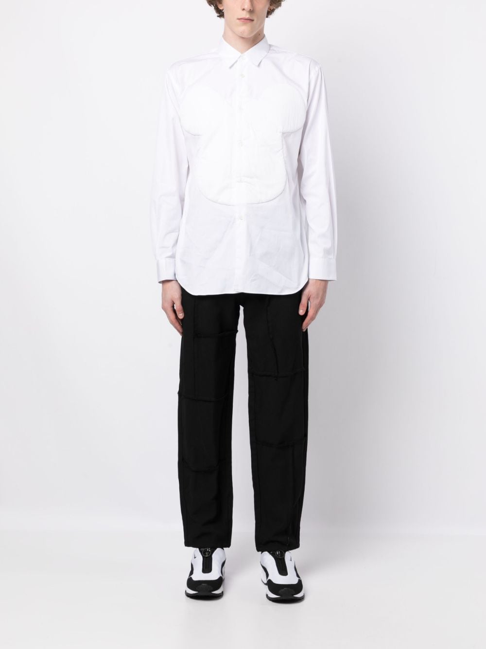 Exposed-Seam Straight-Leg Trousers