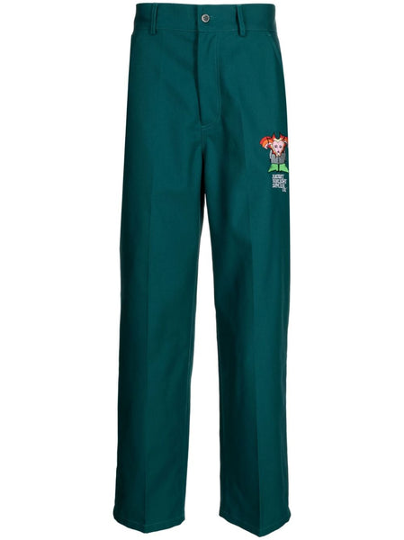 Logo-Embroidered Straight-Leg Trousers